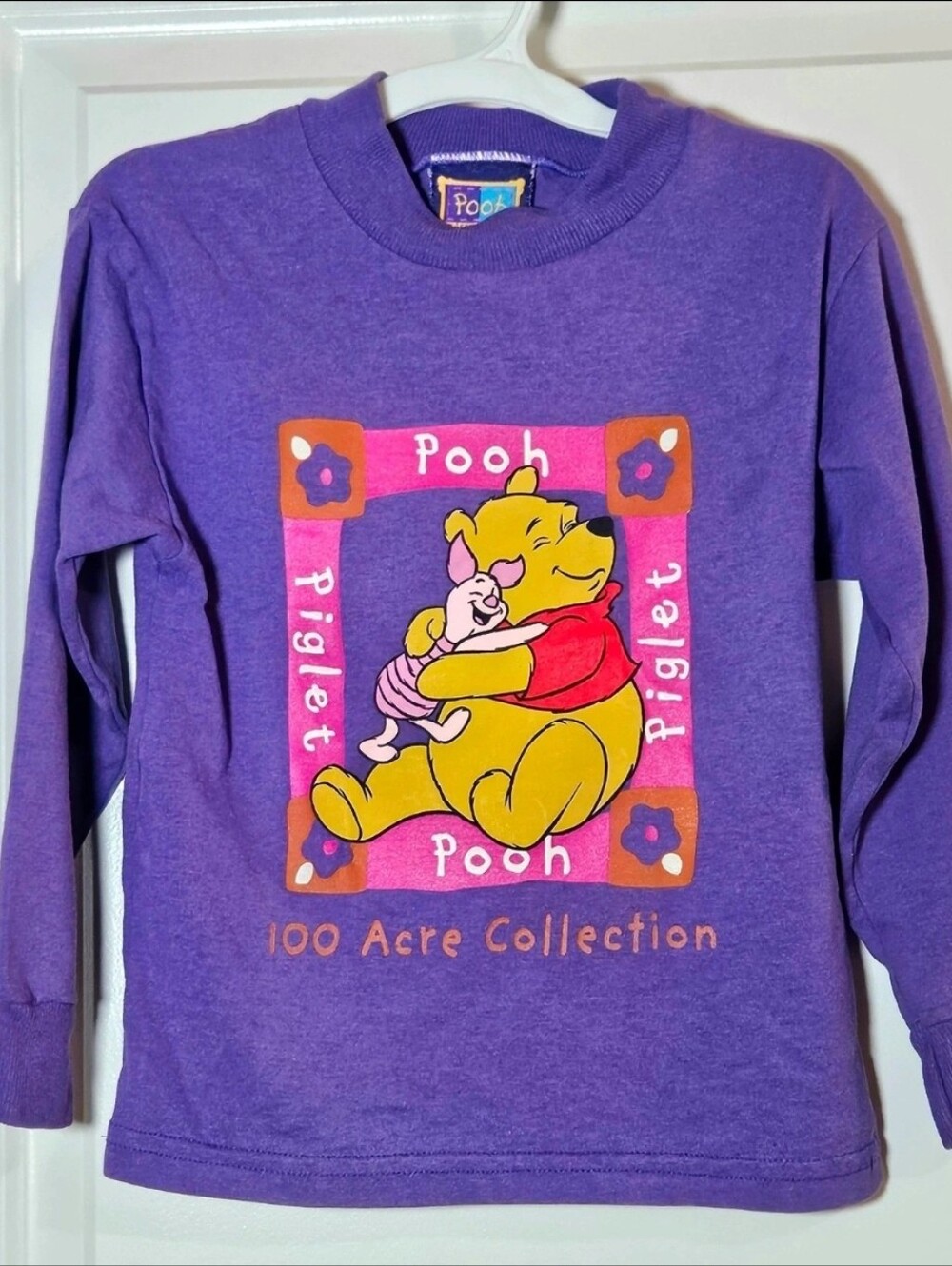 Vintage 100 Acre Collection Disney Pooh & Piglet Purple Long-Sleeve Kids Tee